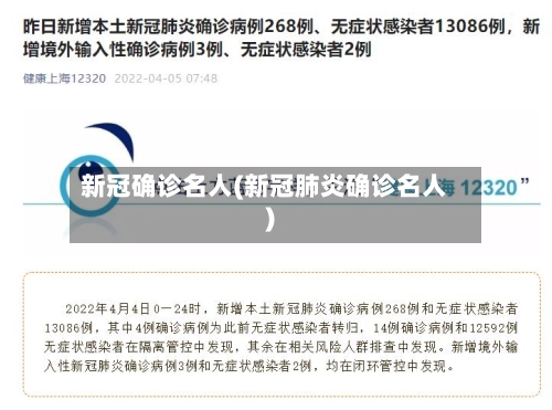 新冠确诊名人(新冠肺炎确诊名人)