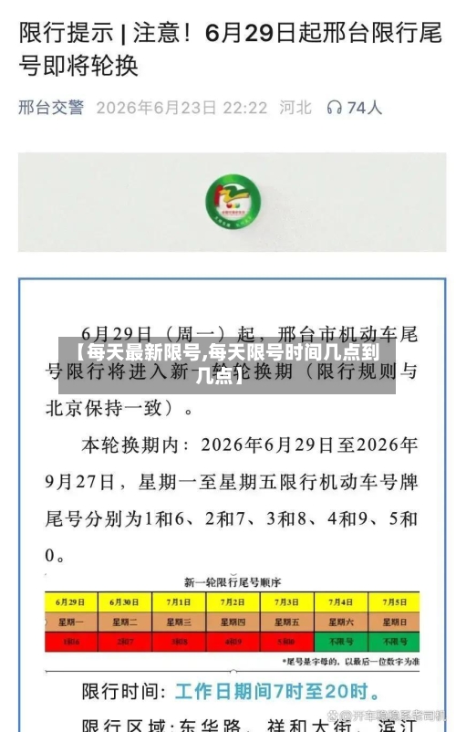 【每天最新限号,每天限号时间几点到几点】